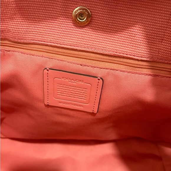 Coach Tote Bag Pink Canvass Double Handle - Picture 5 of 10
